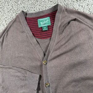 Woolrich Mens XL Cardigan Sweater Brown wool blend‎ V Neck Classic grandpa core